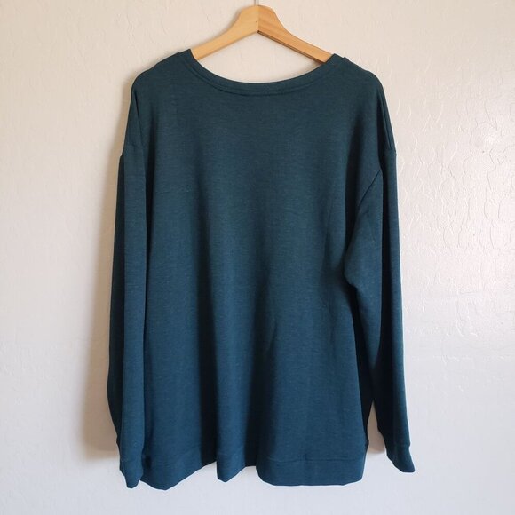 Orvis Cozy Pullover Crewneck Soft Fleece Lined Sweater Teal Size XXL Relaxed Fit - Picture 7 of 10